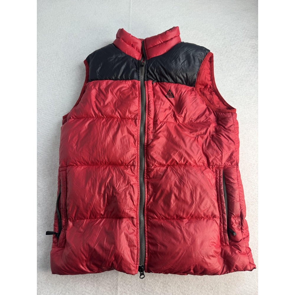 Nike ACG‎ Vest Mens Small Red Goose Down Puffer Full Zip Outdoor 377777-639